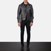 Men's Vincent Black Leather Biker Jacket - Seitenansicht mit ergonomischem Ärmelschnitt