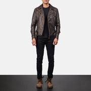 Vincent Schwarz Leder-Bikerjacke für Herren – Zusätzliche Produktansicht 4