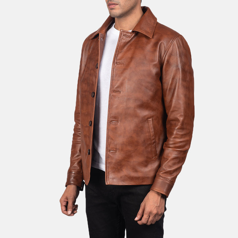 Waffle Braun Lederjacke für Herren