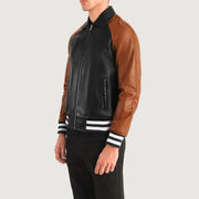 
Blue Sheepskin Leather Varsity Jacket - Rückansicht mit passgenauen Schultern & sauberem Saum