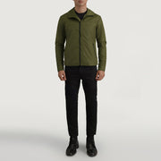 
Wesley Grün Hooded Windbreaker Lederjacke für Herren - Seitenansicht mit ergonomischem Ärmelschnitt & sportlicher Passform