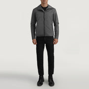
Wesley Grau Hooded Windbreaker Lederjacke für Herren - Seitenansicht mit ergonomischem Ärmelschnitt & sportlicher Passform