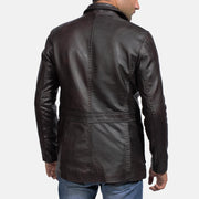 Men's Wine Schwarz Lederblazer für Herren - Seitenansicht mit ergonomischem Ärmelschnitt