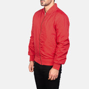 Red Nylon Bomber Jacket - Rückansicht mit passgenauen Schultern &amp; sauberem Saum