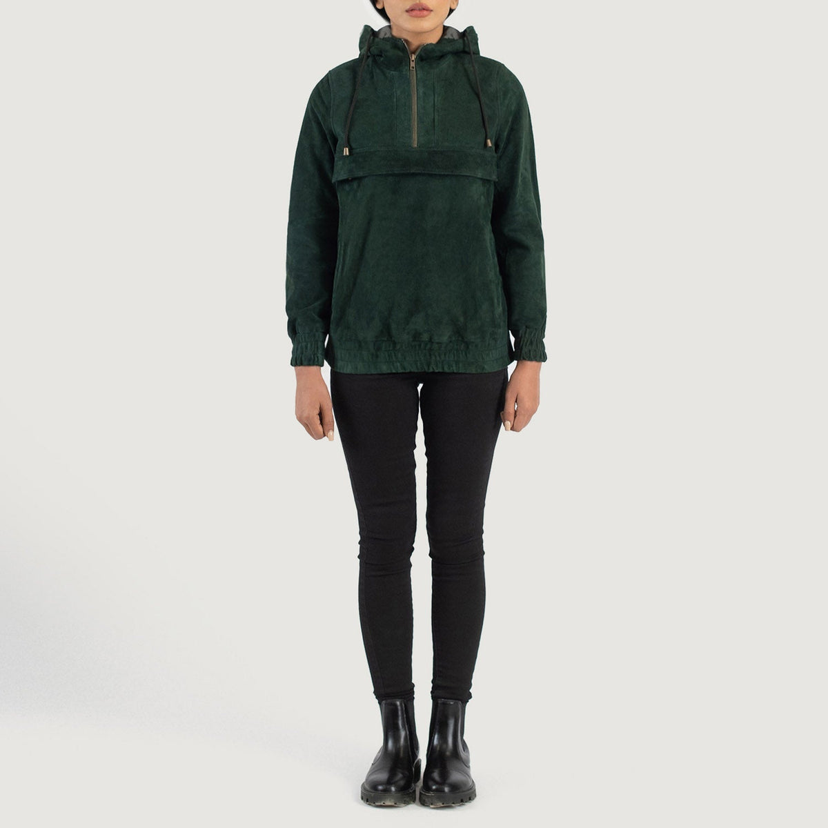 Zest Hooded Pullover Lederjacke für Damen – Zusätzliche Produktansicht 3